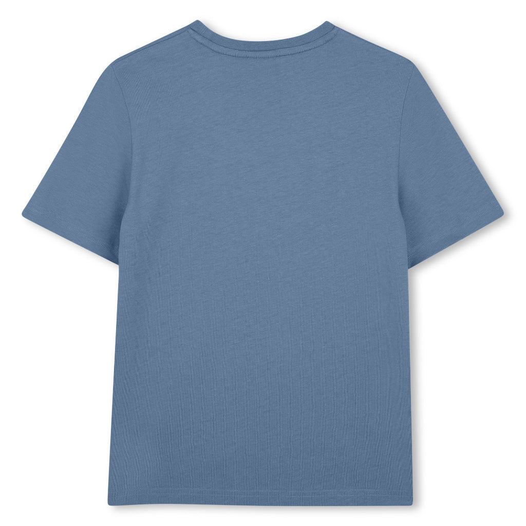 BOSS Kids Short-sleeved T-shirt in 100% cotton jersey, "BOSS" print on front. REGULAR FIT Lavender Blue