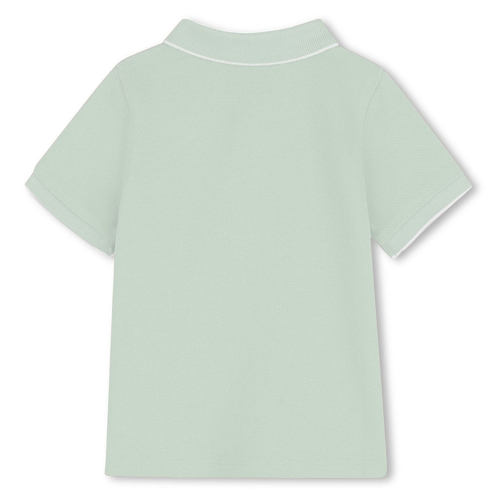 BOSS Baby Boys 100% cotton piqué polo shirt with button closure, woven label on the side, contrast "BOSS" print on the chest. Sprout Green