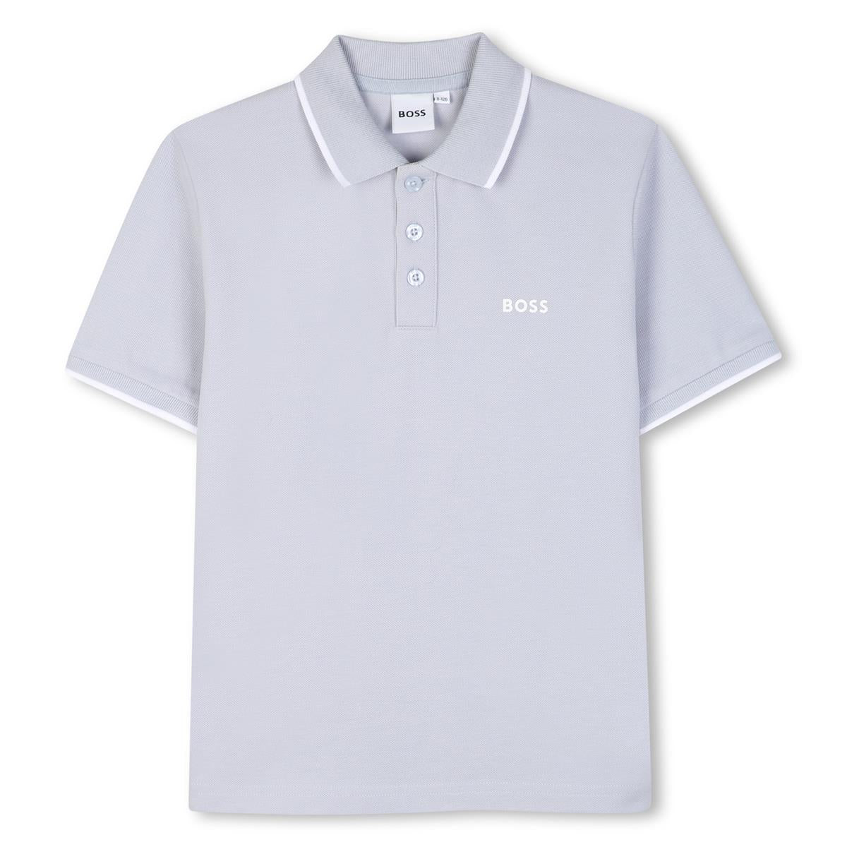 BOSS KIDS Short Sleeve Polo Shirt Pale Blue