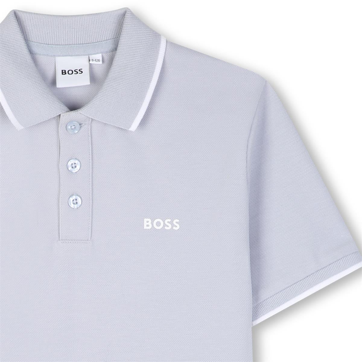 BOSS KIDS Short Sleeve Polo Shirt Pale Blue