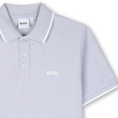 BOSS KIDS Short Sleeve Polo Shirt Pale Blue