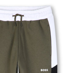 BOSS KIDS Hooded Cardigan with Jogging Bottoms Olive