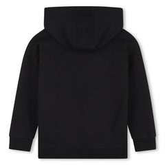 Hooded sweatshirt in fleece, cotton, polyester. Large BOSS logo centered on chest. Front pocket. LOOSE FIT. Black
