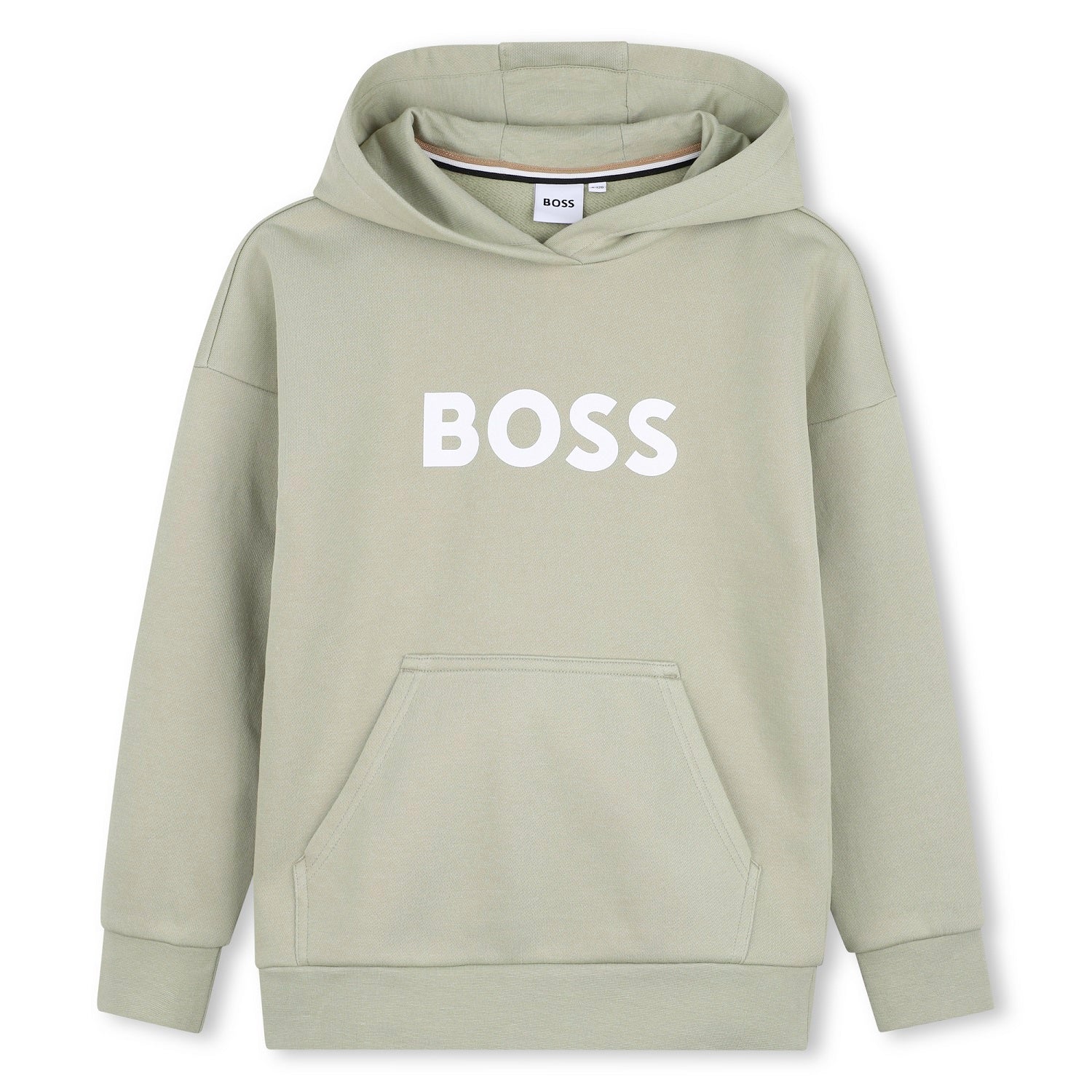 Hooded sweatshirt in fleece, cotton, polyester. Large BOSS logo centered on chest. Front pocket. LOOSE FIT. Elm