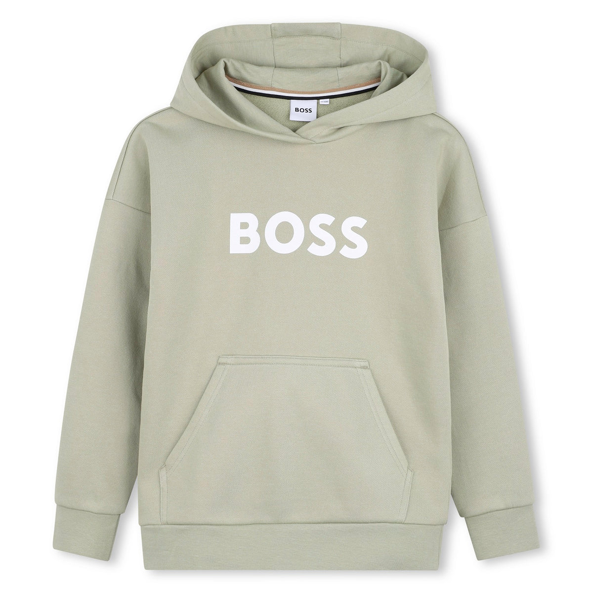 Hooded sweatshirt in fleece, cotton, polyester. Large BOSS logo centered on chest. Front pocket. LOOSE FIT. Elm