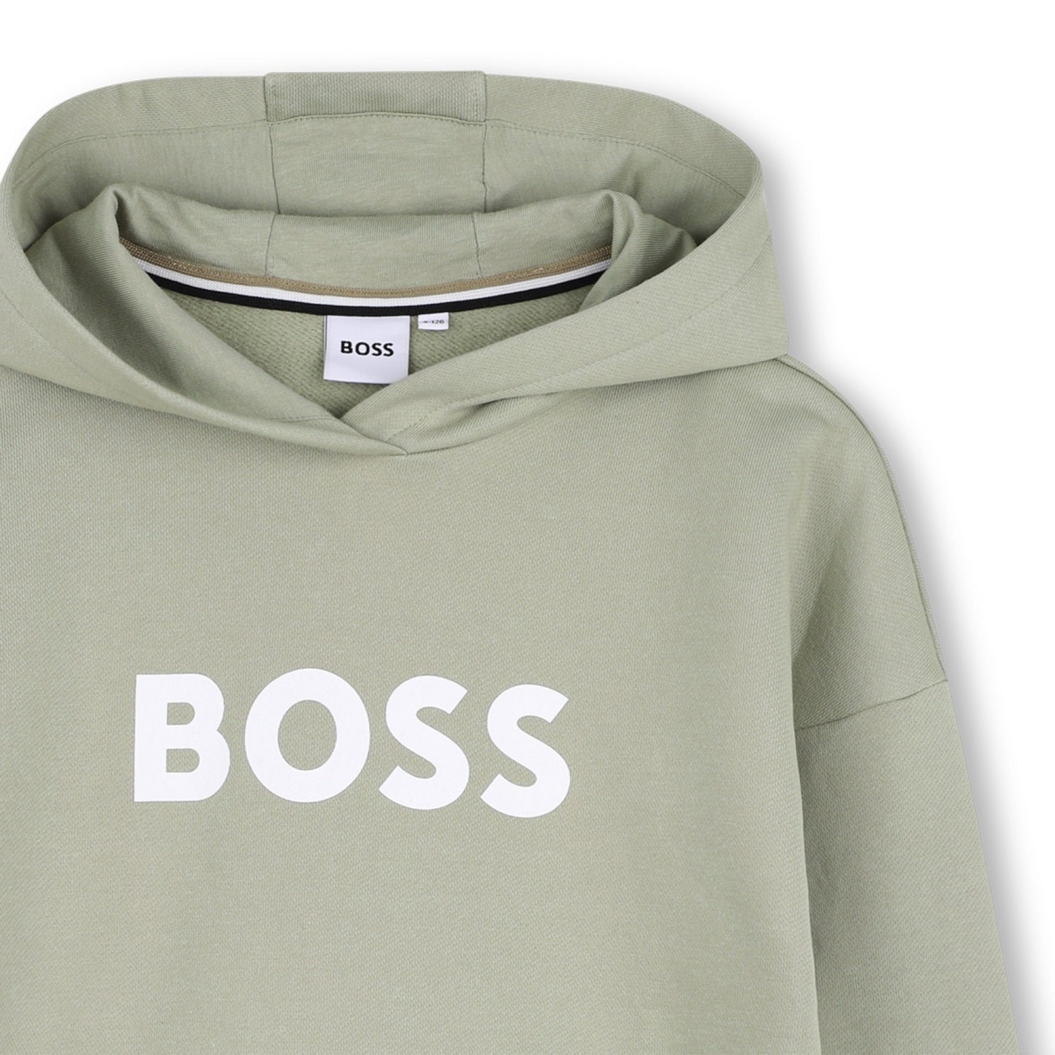 Hooded sweatshirt in fleece, cotton, polyester. Large BOSS logo centered on chest. Front pocket. LOOSE FIT. Elm