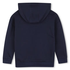 Hooded sweatshirt in fleece, cotton, polyester. Large BOSS logo centered on chest. Front pocket. LOOSE FIT. Navy