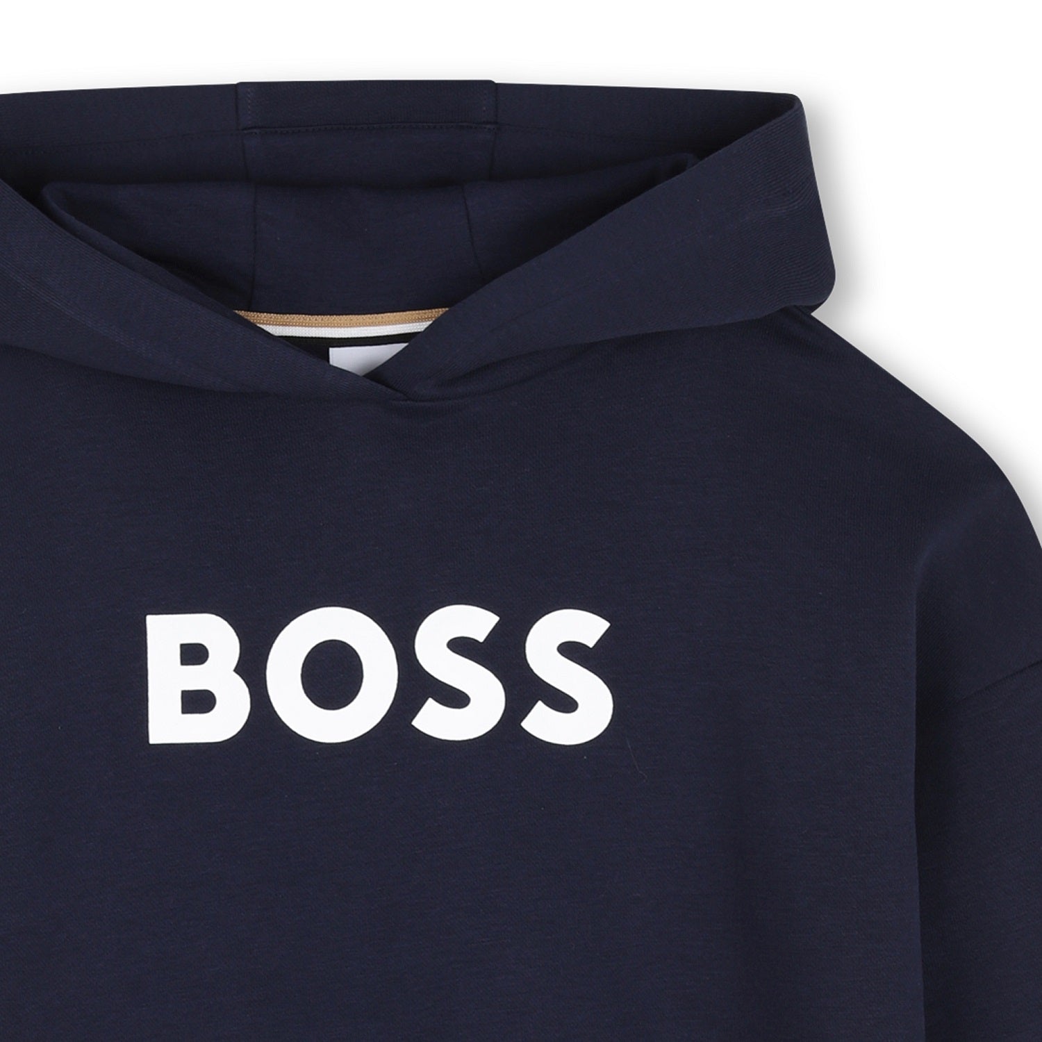 Hooded sweatshirt in fleece, cotton, polyester. Large BOSS logo centered on chest. Front pocket. LOOSE FIT. Navy