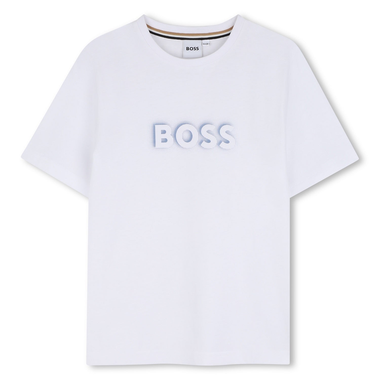 Short-sleeved jersey T-shirt, cotton, large BOSS logo centered on chest. White