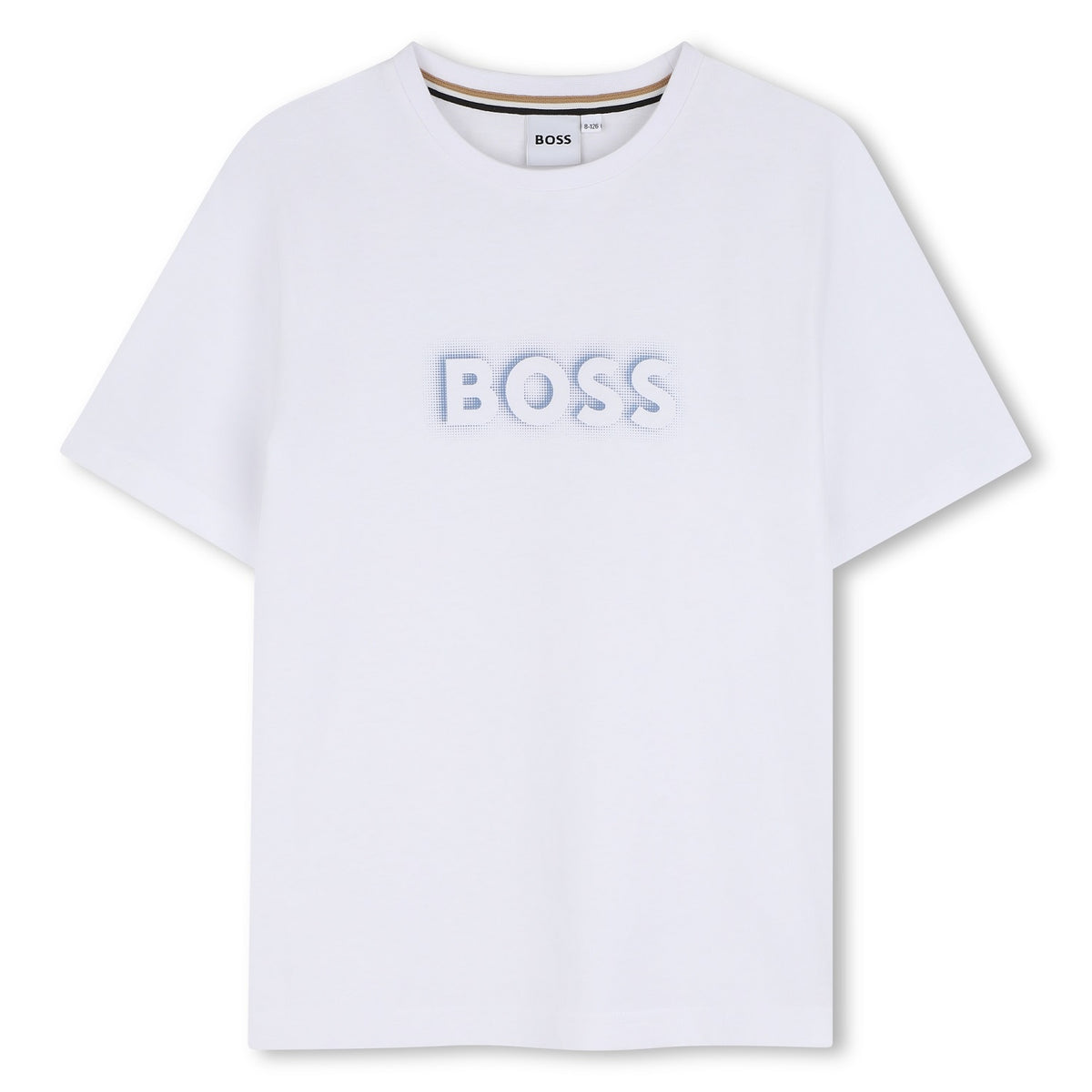 Short-sleeved jersey T-shirt, cotton, large BOSS logo centered on chest. White