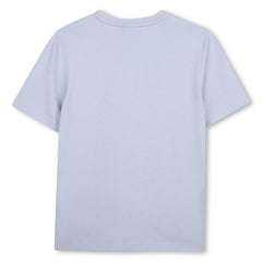 Short-sleeved jersey T-shirt, cotton, large BOSS logo centered on chest. Pale Blue