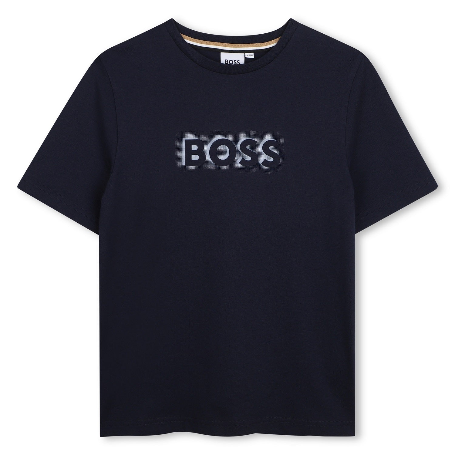 Short-sleeved jersey T-shirt, cotton, large BOSS logo centered on chest. Navy