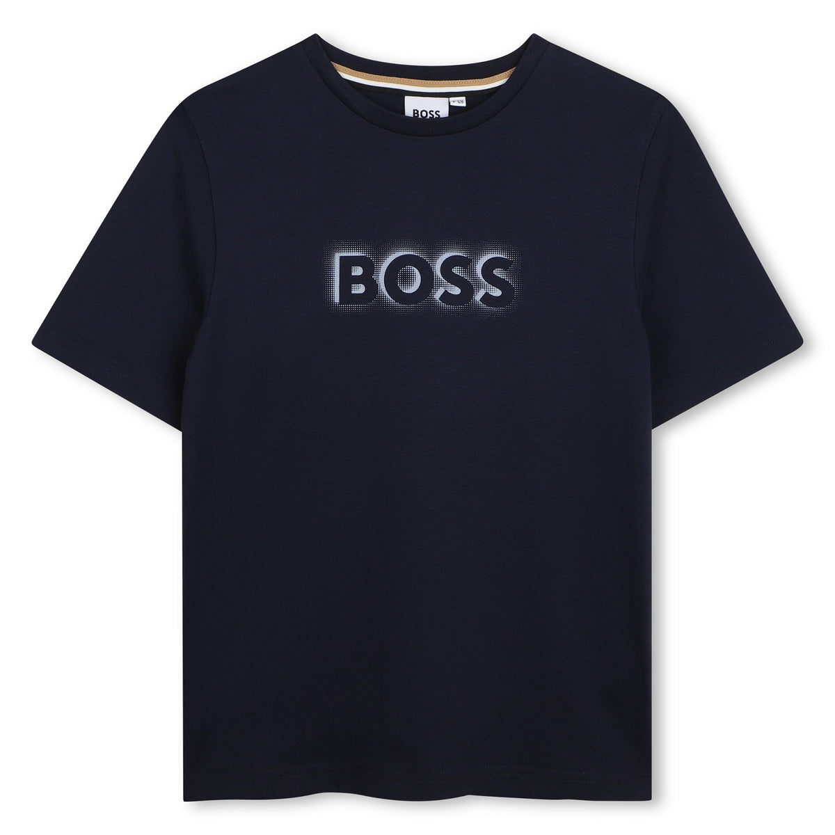 Short-sleeved jersey T-shirt, cotton, large BOSS logo centered on chest. Navy