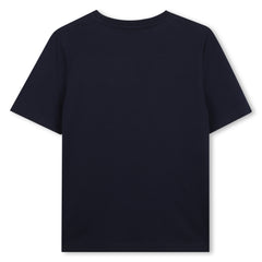 Short-sleeved jersey T-shirt, cotton, large BOSS logo centered on chest. Navy