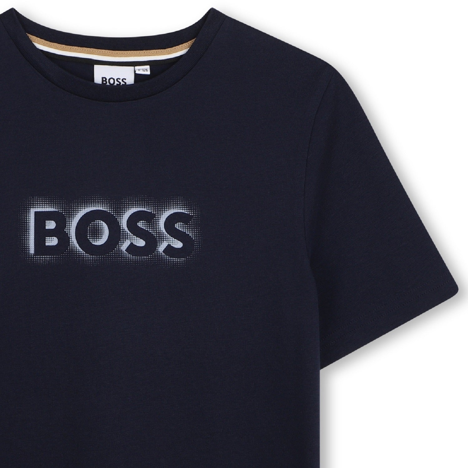 Short-sleeved jersey T-shirt, cotton, large BOSS logo centered on chest. Navy