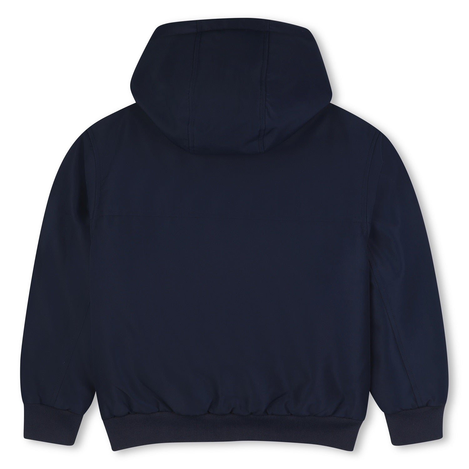Hooded oxford jacket. Zip closure. Flap pocket and side pockets. BOSS logo on the chest. Navy