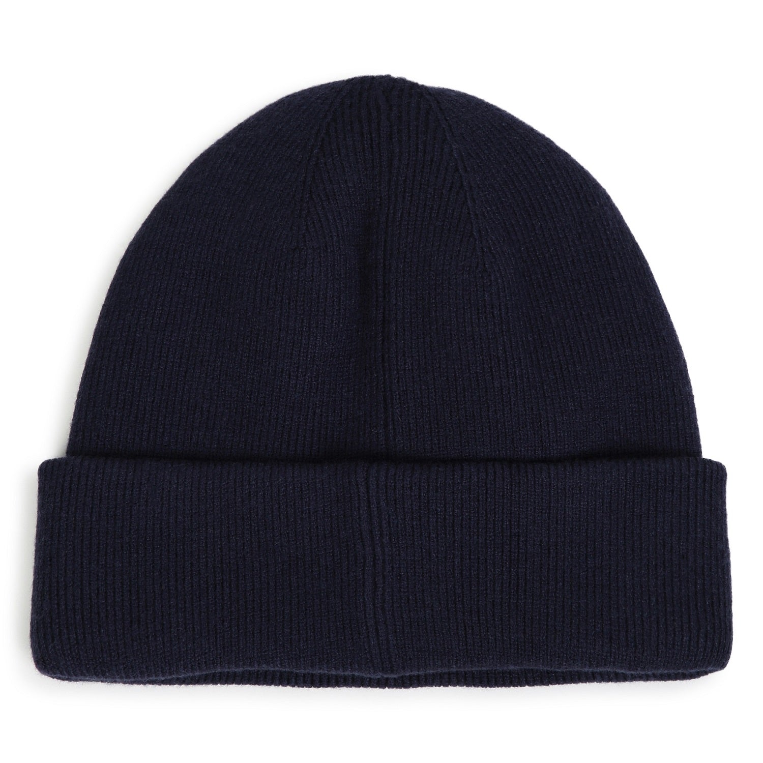 BOSS Kids Knit beanie in double layer. Branded spike print. Navy