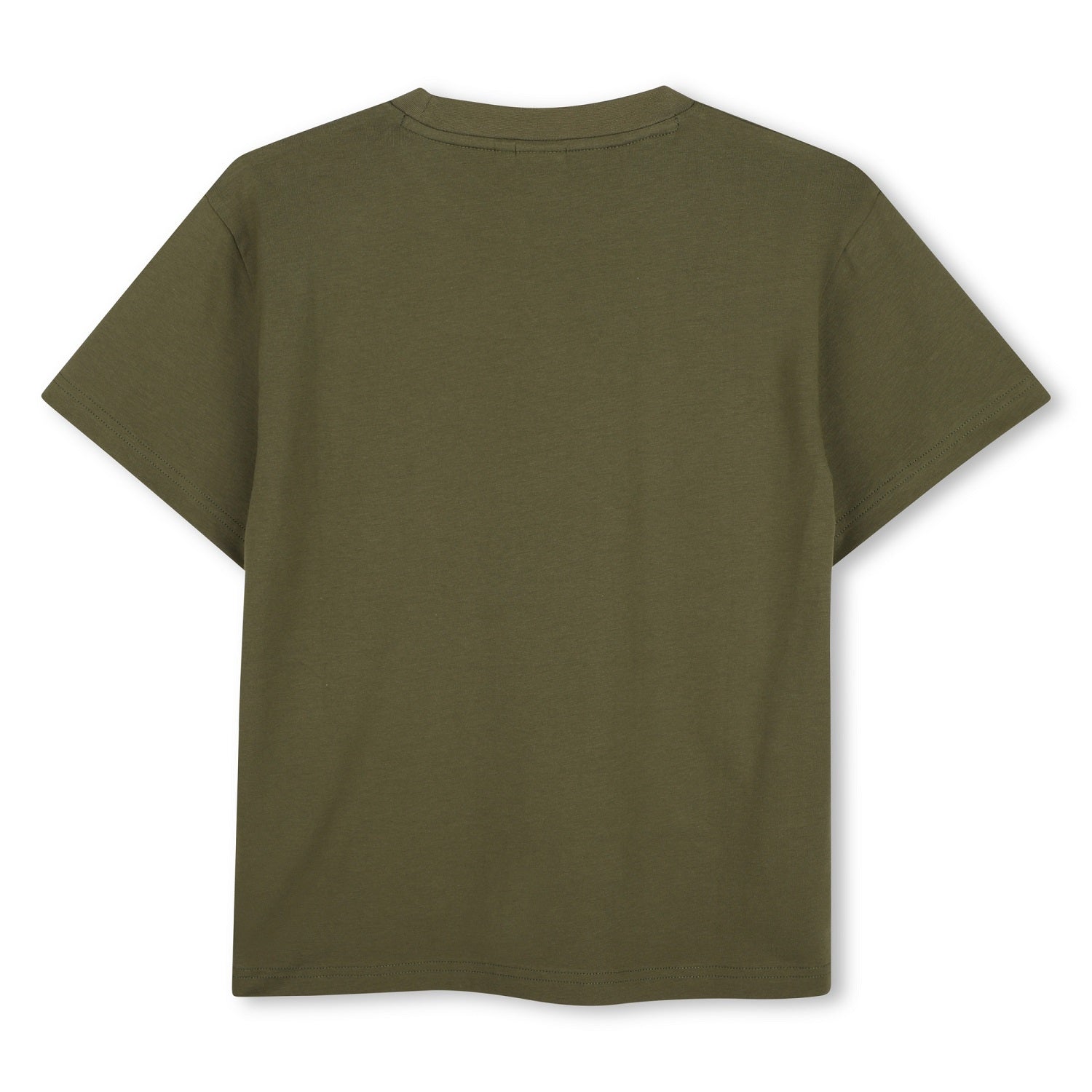 Short-sleeved jersey T-shirt, cotton. Woven label centered on the chest. LOOSE FIT. Olive Night