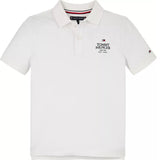 TOMMY HILFIGER short sleeved polo, two-button placket. Tommy Hilfiger embroidery on chest