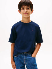 TOMMY HILFIGER Flag Embroidered T-Shirt Navy