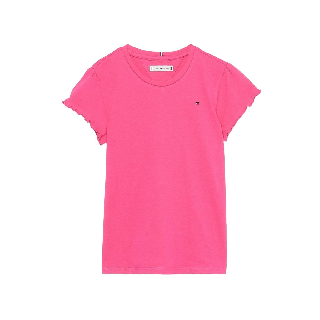 Girls Pink Ruffle Sleeve Top