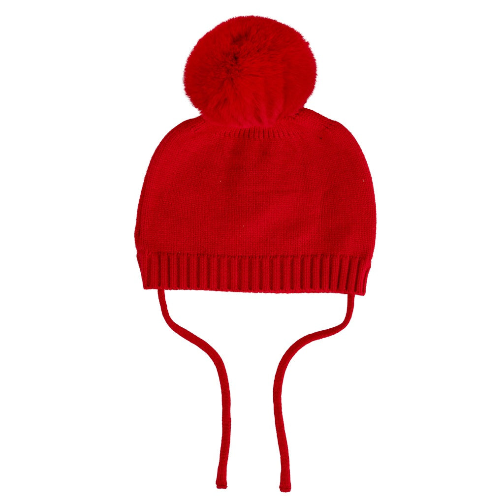 Heart Pom Pom Hat Red