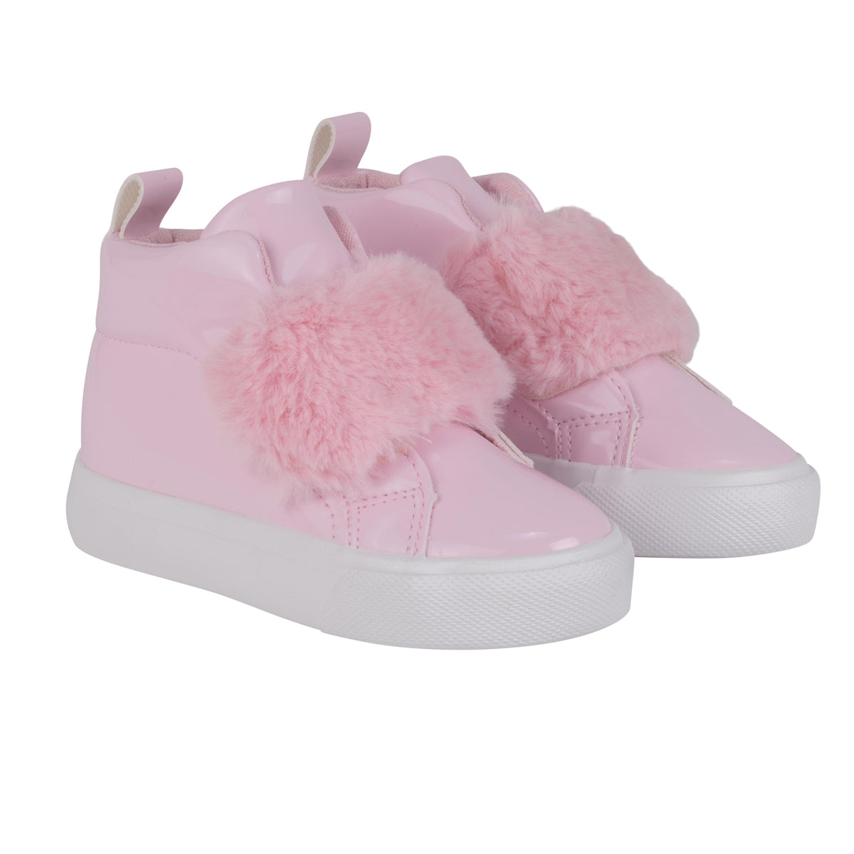 Furever Faux Fur Strap High Top Pink