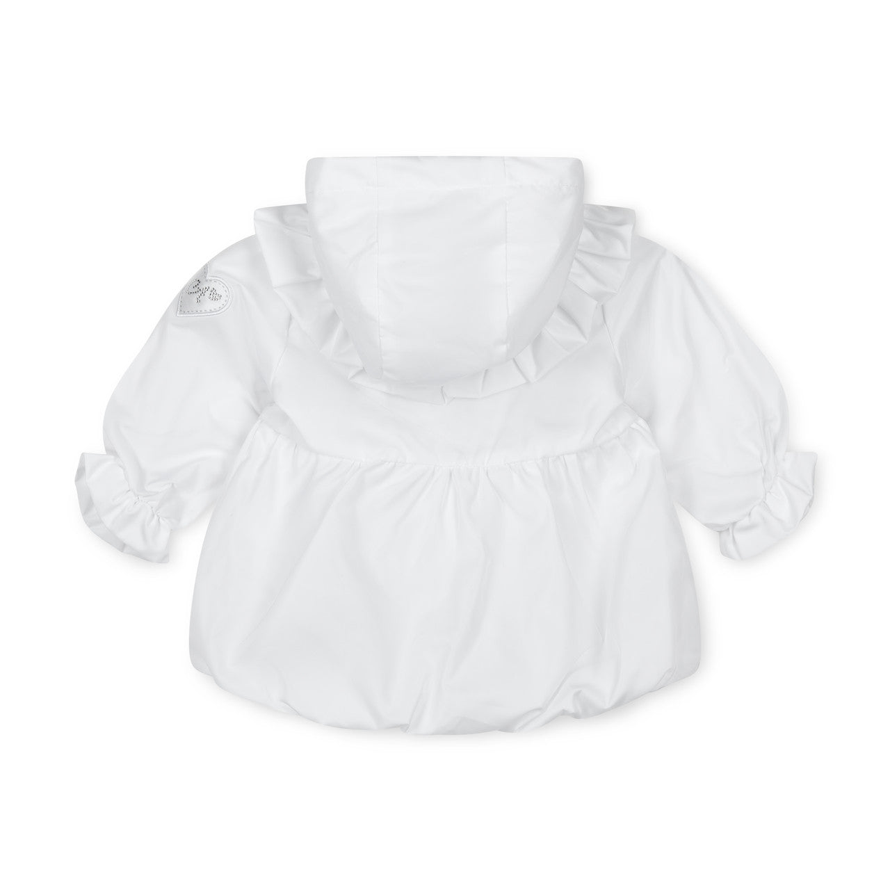 Little A Hooded Bow Jacket. Bright White