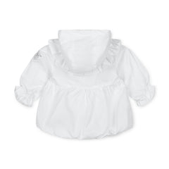 Little A Hooded Bow Jacket. Bright White