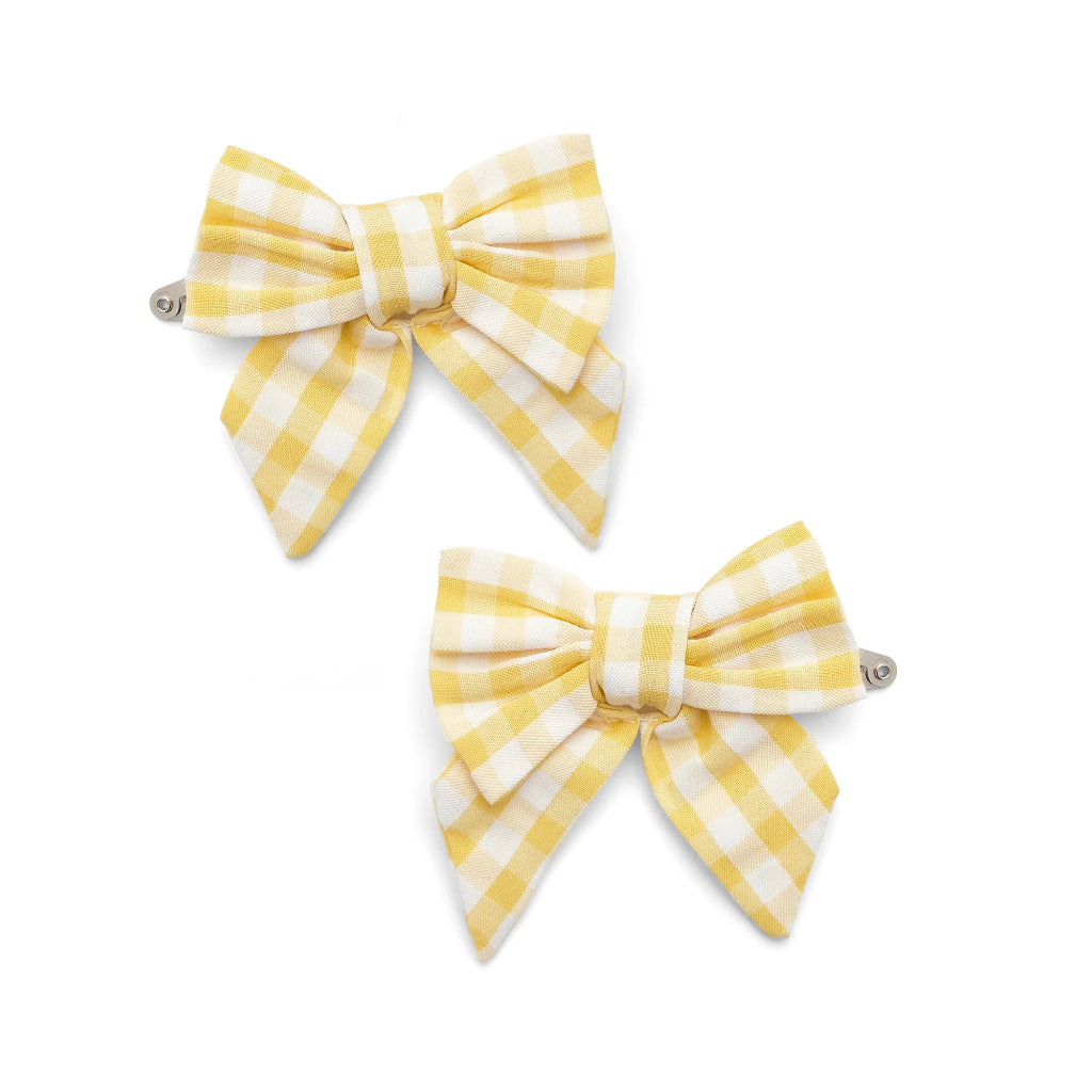 Little A Afia Gingham Bow Hair Clips