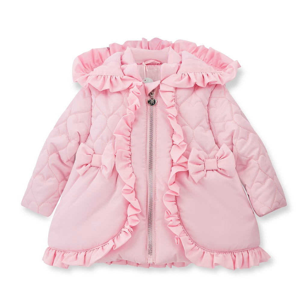 LITTLE A KAIA Heart Embroidery Puff Hooded Jacket Pink