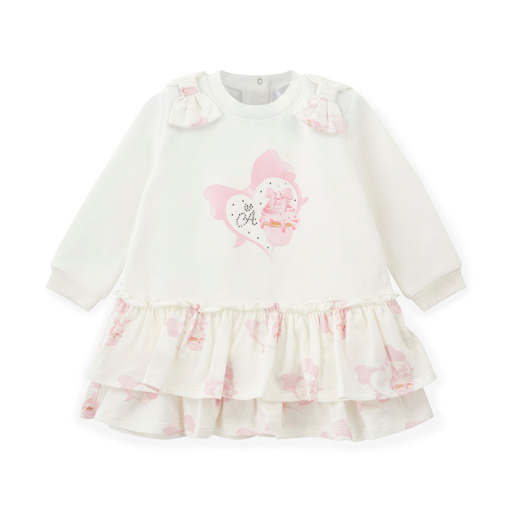 LITTLE A JULIET Cupcake Print Frill Dress