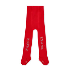 LITTLE A Kerry Bow Diamante Tights Red