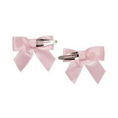 Little A Little Bloom theme. The Denver hair clips feature smooth pink satin bows set on easy-to-wear clips. A pretty finishing touch for any little look. Pale Pink