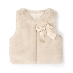 LITTLE A by ADee Little Locket Theme. The Dani gilet features ultra-soft faux fur, a cosy sleeveless design, and a sweet bow detail at the front. Stone Beige