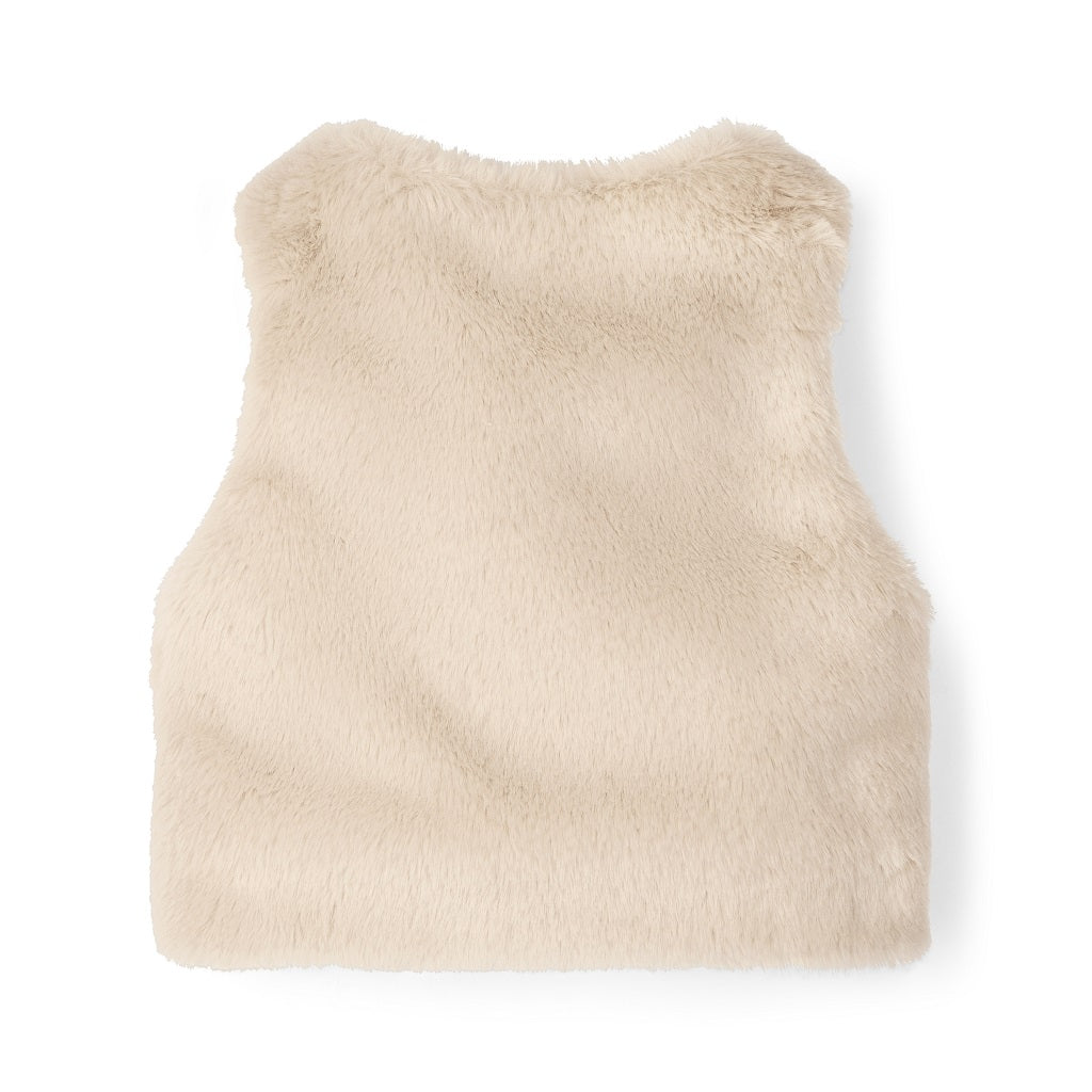 LITTLE A by ADee Little Locket Theme. The Dani gilet features ultra-soft faux fur, a cosy sleeveless design, and a sweet bow detail at the front. Stone Beige
