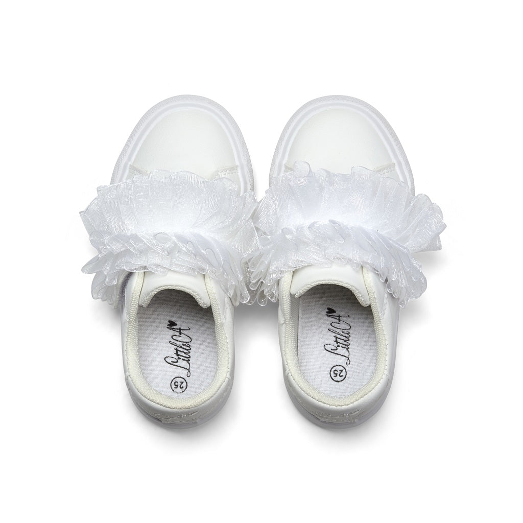 Little A Complete the look with the Tully trainers, featuring tulle detail on the Velcro strap with Little A branding on the heel these trainers