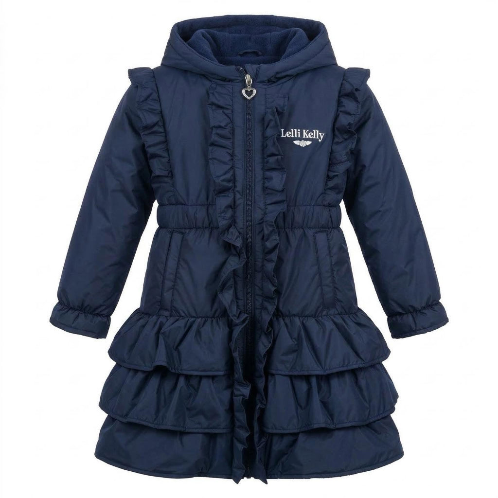 LELLI KELLY BTS Bella Hooded Frill Coat Navy