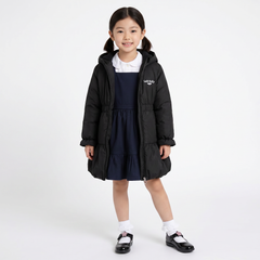 LELLI KELLY Betsy. A charming black hooded coat featuring a decorative bow detail on back, heart charm zip and signature LELLI KELLY branding