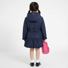 LELLI KELLY Betsy. A charming navy hooded coat featuring a decorative bow detail on back, heart charm zip and signature LELLI KELLY branding