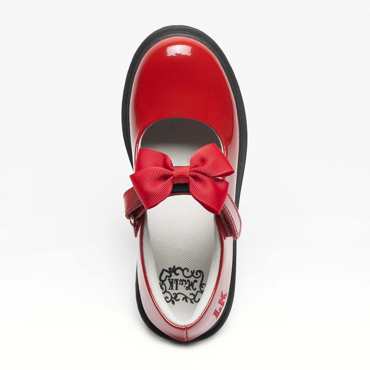 LELLI KELLY Miss LK Mia red patent leather shoes with a removeable bow and chunky sole, leather lining and insole. 