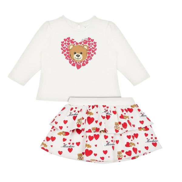 Moschino Hearts Teddy Bear Sweatshirt & Skirt Set