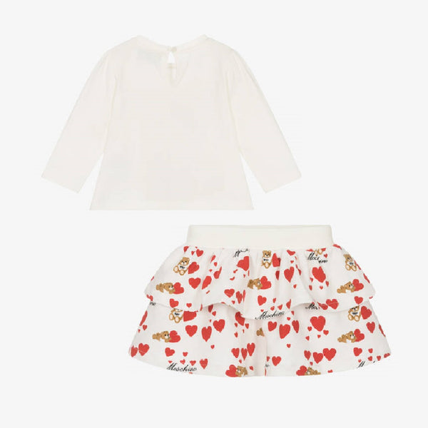 Baby Moschino Teddy with Hearts Skirt Set