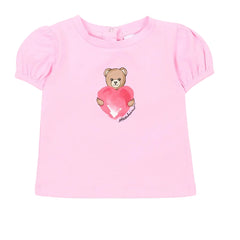 MOSCHINO Baby T-shirt with signature teddy paired with leggings to match. Pink.