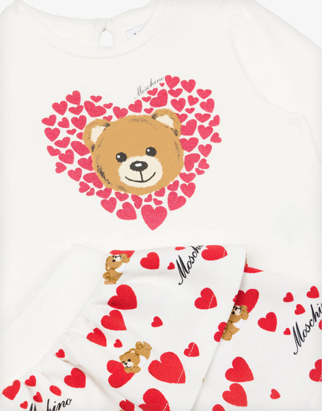 Baby Moschino Teddy with Hearts Skirt Set