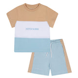 MITCH & SON Cotton jersey cut n sew t-shirt and short set with embroidered logo on both. Sky Blue