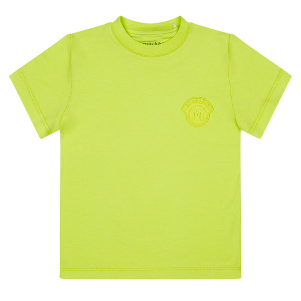 MITCH & SON Jnr Cotton jersey t-shirt with matching rubber logo badge on front. Lime Sherbet