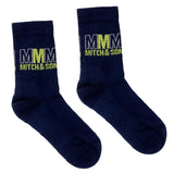 MITCH & SON Jnr Triple M logo sports socks. Blue Navy