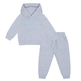 MITCH &amp; SON Sky Blue Melange hoody tracksuit with boucle branding artwork on front&nbsp;