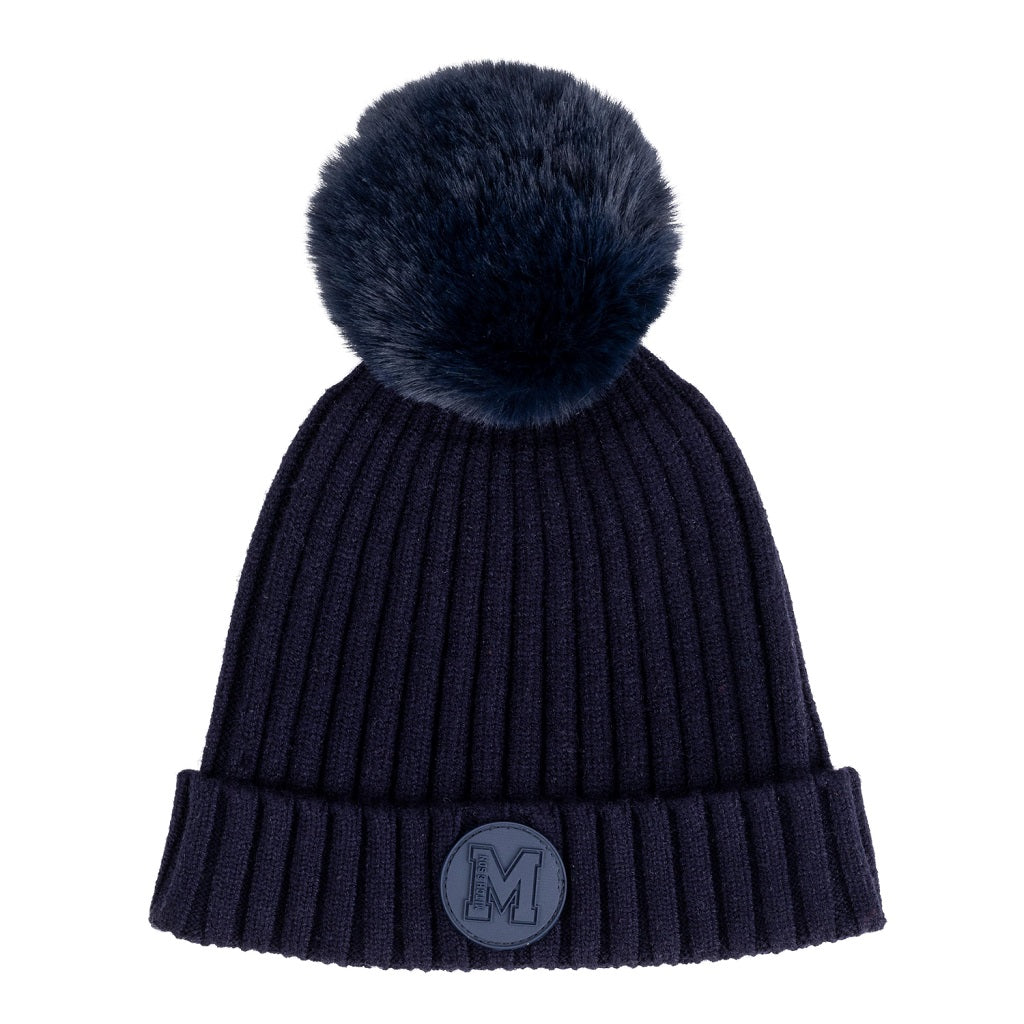 Brooks Knitted Pom Pom Hat Navy